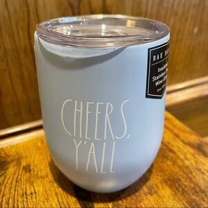 Rae Dunn CHEERS, Y'ALL Light Blue Insulated Stainless Steel Wine Glass NEW!!